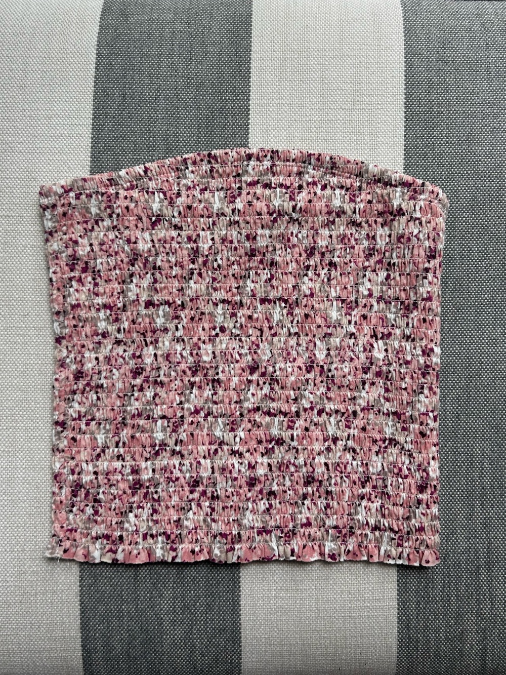 Garage Smocked Pink Floral Tube Top - S